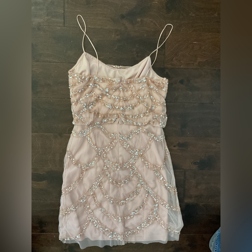 Aidan Mattox pink sequin mini cocktail club dress 6